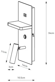 Markslöjd 109018 - LED nástenné svietidlo s poličkou a USB portom CARICA 4W/230V čierne