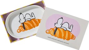 PEANUTS Talířek na šperky oválný Snoopy a croissant 15 x 10 cm