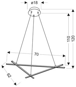 LED Luster na lanku ANDROS LED/30W/230V