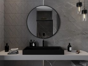 Mexen Loft, okrúhle kúpeľňové zrkadlo 90 cm, farba rámu čierna matná, 9850-090-090-000-70