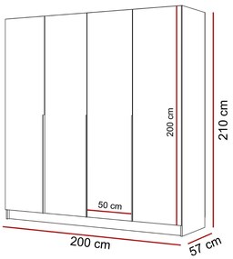 ŠATNÍKOVÁ SKRIŇA BLANCA KAŠMÍR 4D ČIERNE ÚCHYTKY