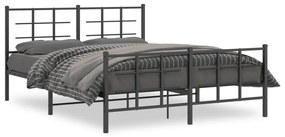 Kovový rám postele s čelom a podnožkou čierny 150x200 cm 355581