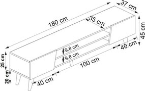 Clark TV stolík z orechového dreva a béžovej farby
