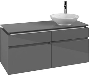 VILLEROY &amp; BOCH Legato závesná skrinka pod umývadlo na dosku (umývadlo vpravo), 4 zásuvky, 1200 x 500 x 550 mm, Glossy Grey, B58200FP