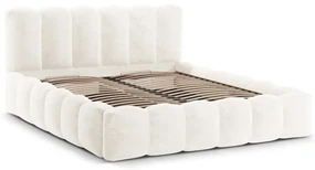 Krémová čalúnená dvojlôžková posteľ s úložným priestorom a roštom 180x200 cm Lupine – Micadoni Home