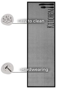 Sivý behúň Zala Living Cook &amp; Clean Kitchen Cutlery, 150 x 50 cm