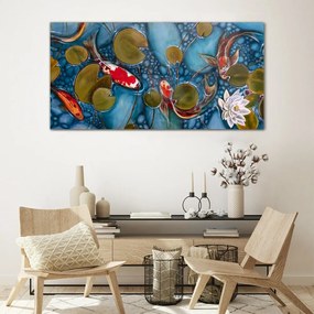 Obraz na skle Ryby koi kvety príroda
