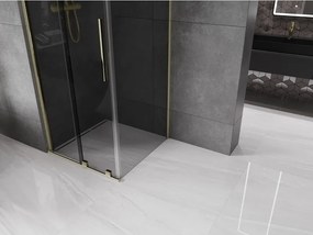 Mexen Velar, sprchový kút s posuvnými dverami 110 x 110 cm, 8mm šedé sklo, zlatá lesklá, 871-110-110-41-50