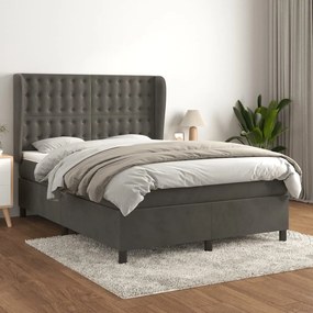 Posteľný rám boxspring s matracom tmavosivý 140x200 cm zamat 3129454