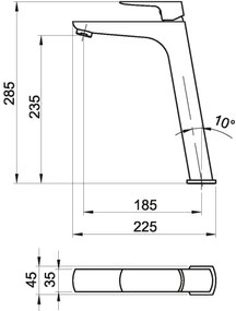 Novaservis - Umývadlová batéria NOBLESS EGO 28,5 cm matná čierna