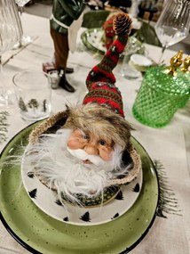 Závesná dekorácia hlava Santa s farebnou čiapkou - 10*9*28 cm