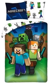 Bavlnené posteľné obliečky Minecraft - motív Útok - 100% bavlna - 70 x 90 cm + 140 x 200 cm