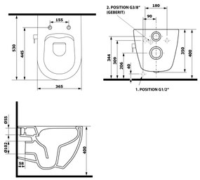 Isvea, INFINITY závesná WC misa Rimless, integrovaný ventil a bidetová spŕška 36,5x53 cm, biela, 10NFS1001I