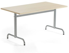 Stôl PLURAL, 1400x800x720 mm, HPL - breza, strieborná