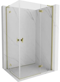 Mexen Mist-H L Duo, 2-krídlový sprchový kút 85 x 115 cm, číre sklo, zlatý lesklý profil, 8A5L-085L-115P-50-00