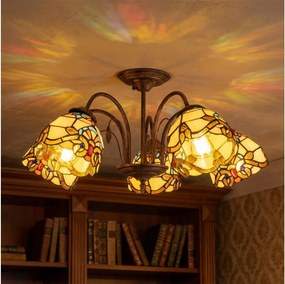 Brilagi - Tiffany vitrážový prisadený luster MIRABELLA 5xE27/60W/230V priemer 60 cm