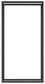 Stojan na krbové drevo matný čierny 80x28x154 cm oceľ