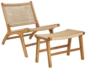 Kreslo s podnožkou s výpletom v prírodnej farbe Derby – House Nordic