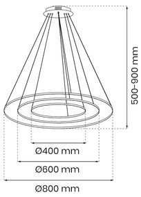 Závesné LED svietidlo Hoop, 3x LED 93w, 4000k, b