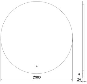 Mexen Erg, okrúhle LED podsvietené kúpeľňové zrkadlo 90 cm, 6000K, vykurovacia podložka proti zahmlievaniu, 9823-090-090-611-00