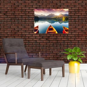 Obraz - Jazero s loďkami (70x50 cm)