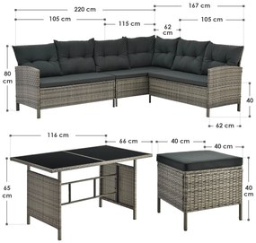 InternetovaZahrada Záhradný ratanový set Manacor - sivá