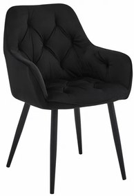 Jedálenská stolička JORK zamatová, čierna (čierne nohy)
