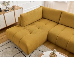 Rozkladacia/s úložným priestorom rohová pohovka v horčicovej farbe (ľavý roh/do tvaru "U") Fuji – Bobochic Paris