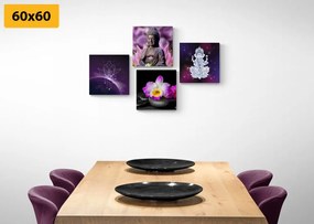 Set obrazov Feng Shui vo fialovom prevedení