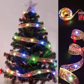 KIK KX5251 Vianočná stuha zlatá 100 LED, 10 m multicolor