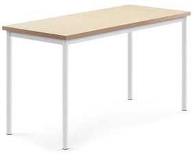 Stôl SONITUS, 1400x600x720 mm, linoleum - béžová, biela