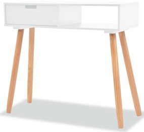 vidaXL Biely prístavný stolík z masívneho borovicového dreva, 80x30x72 cm
