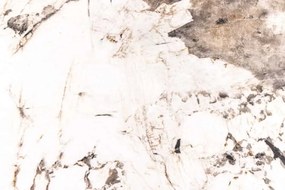 Okrúhly keramický jedálenský stôl Parthenia 120 cm biely mramor / orech