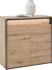 XXXLutz KOMODA, čierna, dub artisan, 88/88/38 cm Voleo - Komody - 000589000513