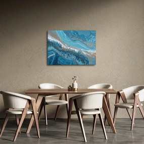 Obraz - Bledomodrý mramor so zlatom I. (70x50 cm)