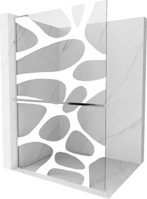 Mexen Kioto+ L, sprchová zástena Walk-In s poličkou a vešiakom 80 x 200 cm, 8mm číre sklo biely vzor, chrómový profil, 800-080-123-01-97