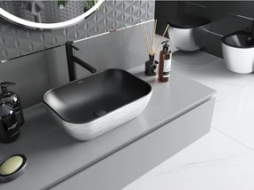 Mexen Rita, umývadlo na dosku 45x32x14 cm, čierna matná-strieborný vzor, 21084573