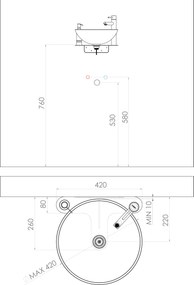 Sapho Tetris, nástenné okrúhle umývadlo s držiakom pre stojánkovú batériu vpravo, 415x140mm, biela, TZ420-02