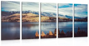 5-dielny obraz zapadajúce slnko nad jazerom Varianta: 100x50