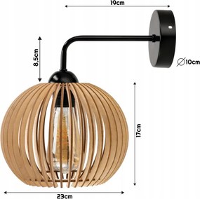 Nástenná lampa 1x E27 edison LED nad zrkadlo s dreveným tienidlom