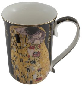 HOME ELEMENTS Porcelánový hrnček 400 ml, Klimt, Bozk tmavý