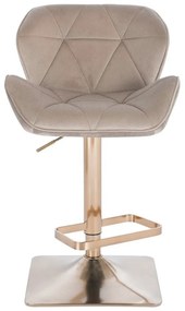 LuxuryForm DESIGN Barová stolička MILANO VELUR na zlatej hranatej podstave - latte