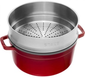 Staub Cocotte okrúhly hrniec s parnou vložkou, 26 cm/5,2 l čerešňa, 1133806