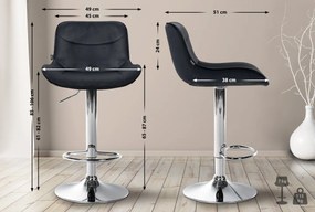 Barová stolička Vonore - zamat, chróm rám - Čierna