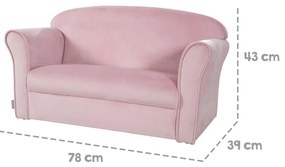 Svetloružová zamatová detská pohovka 78 cm Lil Sofa – Roba