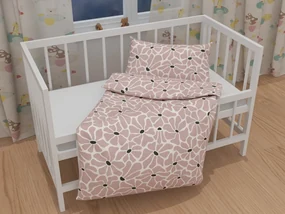 Biante Detské bavlnené posteľné obliečky do postieľky Sandra SA-483 Hnedoružové designové kvety na bielom Do postieľky 90x120 a 40x60 cm