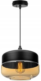 Závesné svietidlo Oslo 3, 1x čierne/medové sklenené tienidlo
