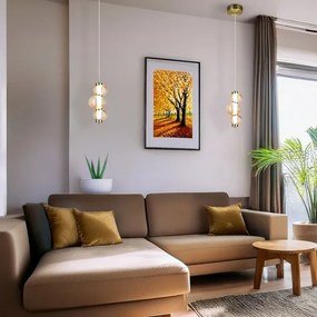 LED luster na lanku BOLLA LED/12W/230V pr. 16 cm zlatá/dymovo-béžová