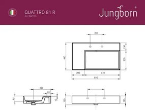 Umývadlo Jungborn QUATTRO odkladacia plocha vľavo 81 x 46 cm lesklá biela