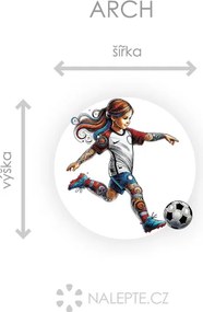Malá futbalistka textilní prelepiteľná nálepka na stenu hárok 45 x 45 cm